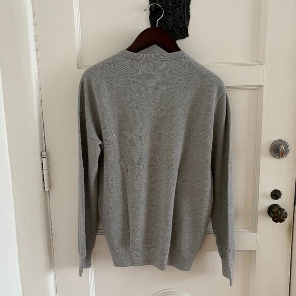 J. Crew Cotton Piqué-Stitch Crewneck Sweater | Mens Size Large | Heather Grey - Picture 2 of 3